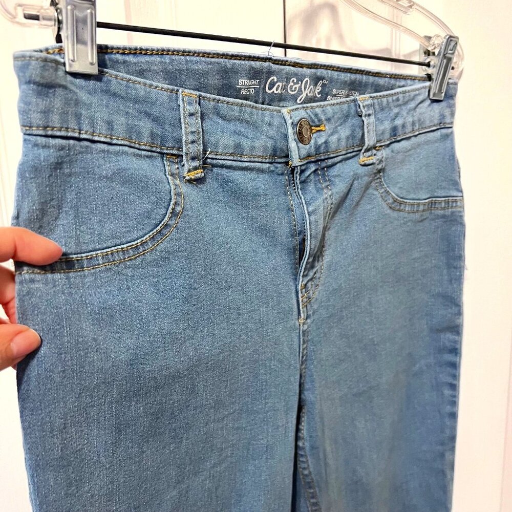 Cat & Jack Straight Super Stretch Girls Jeans Light Blue-Sz. 14- School-Comfy